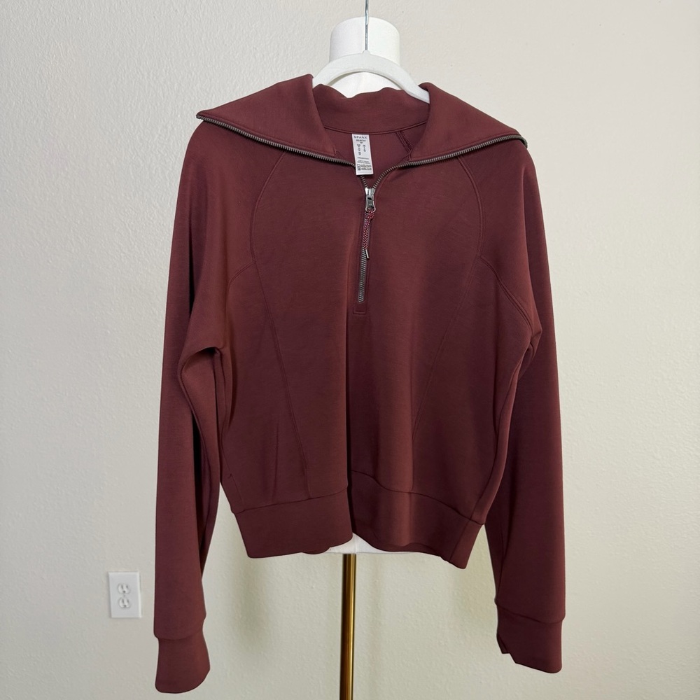 Spanx AirEssentials Maroon Half Zip Top XS